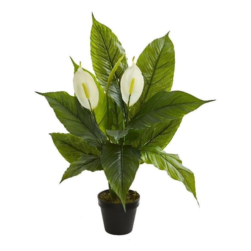 Nearly Natural 26â€ Spathiphyllum Artificial (Real Touch) Silk Plants Green - Image 1